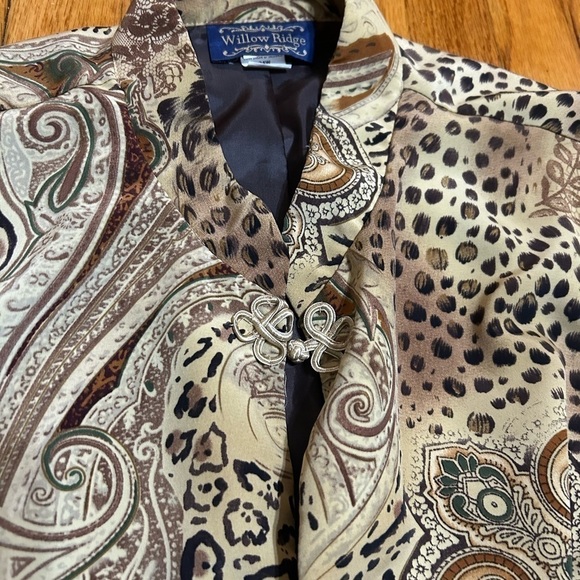 WILLOW RIDGE Women Size 24 Open Front Animal Print Elegant Lightweight Jacket - Picture 3 of 12